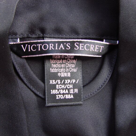 Victoria's Secret Black Satin Robe Flutter Sleeves Size XS Small - Picture 8 of 10
